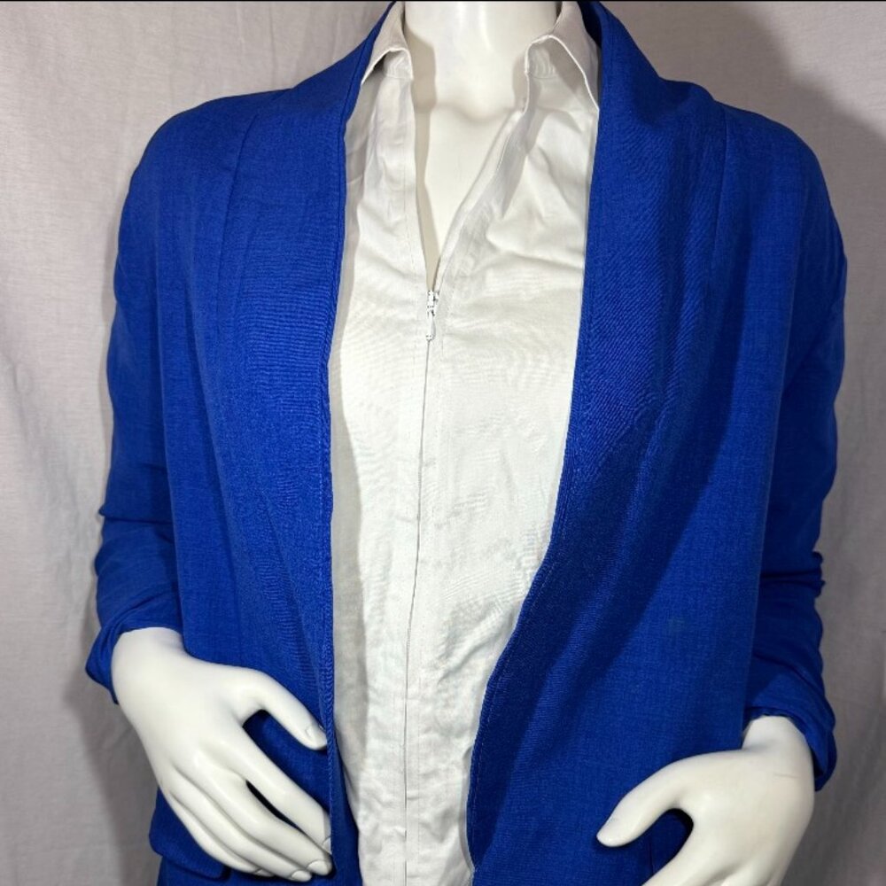 Womens Coldwater Creek Collared Lightweight Zip Up Jacket Size S W Navy Blazer